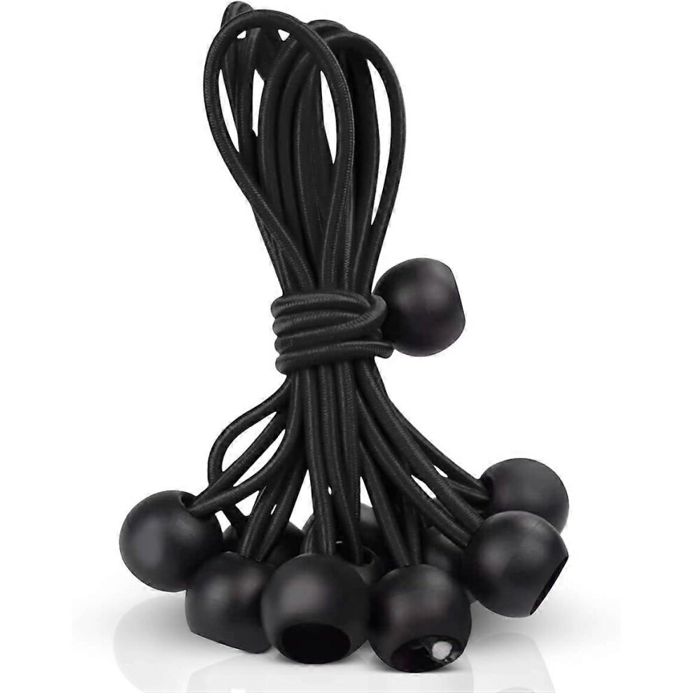 (As Show, One Size) Linjou 10 Pcs Black Tarpaulin Bungees Balls Tarp Bungee Cord 5093216567066