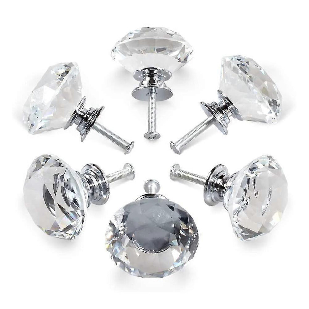 (As Show, One Size) Linjou Crystal Handles,30Mm Diamond Crystal Drawer Cabinet Door Handles 5093216566670