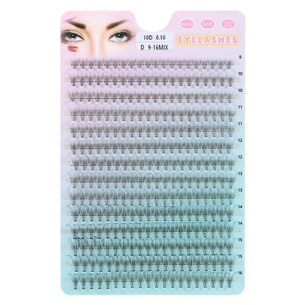 (Mix 10D) D Curl Mix Individual Lashes Cluster 10D-40D Cluster Lashes  for Self Application At Home