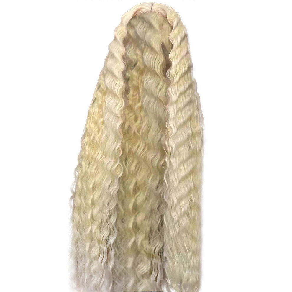 Kikidex (20In, Gold) Hair Front Wig Womens Brazilian Human Long Curly Lace Wavy Hair Wigs 12-28''