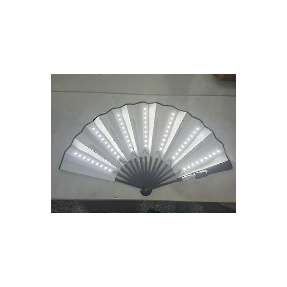(White, One size) 2025 Wholesale Glowing Folding Led Fan Dancing Lights Fan Night Show Fluorescent Bar Party Gifts Glow In The Dark Halloween Decorati-image-OPC-PG5G7PQ-NEW