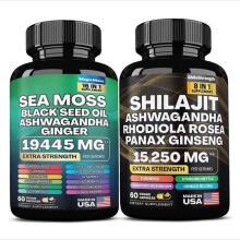 Sea Moss, Black Seed Oil, Ashwagandha & Manuka Honey - 2-Month Wellness Bundle (120 Vegetarian Capsules, UK-Crafted)