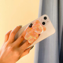(H, One size) Laser Bear Cell Phone Holder Grip Tok Bracket For Iphone Fold Griptok Foldable Car Folding Mobile Socket Stand