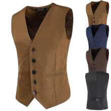 (3XL, Navy Blue) 2025 Wholesale Men's Slim Fit Suit Casual Solid Colour Waistcoat Simple Vest Top