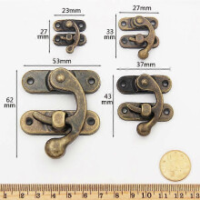(M, One size) 4PCS Ox Horn Hook Luggage Buckle Lock Accessories Gift Box Buckle Packaging Box Hook Lock Wooden Box Buckle