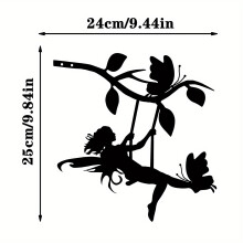 Swing Elf auf Branch Steel Silhouette Metall Wandkunst Hausgarten Yard Patio Outdoor Statue Stake Dekoration perfekt für Geburtstage