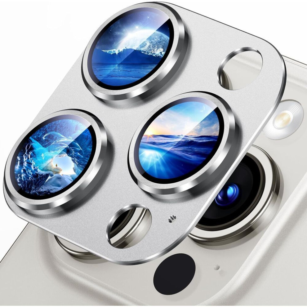 (silver, For iPhone 15) Natural Titanium Gray Metal Camera Lens Protector For Iphone 16 15 Pro Max 14 Plus 13 Mini 12 11 14pro 15pro 13pro 12pro Glass Protection Accessories