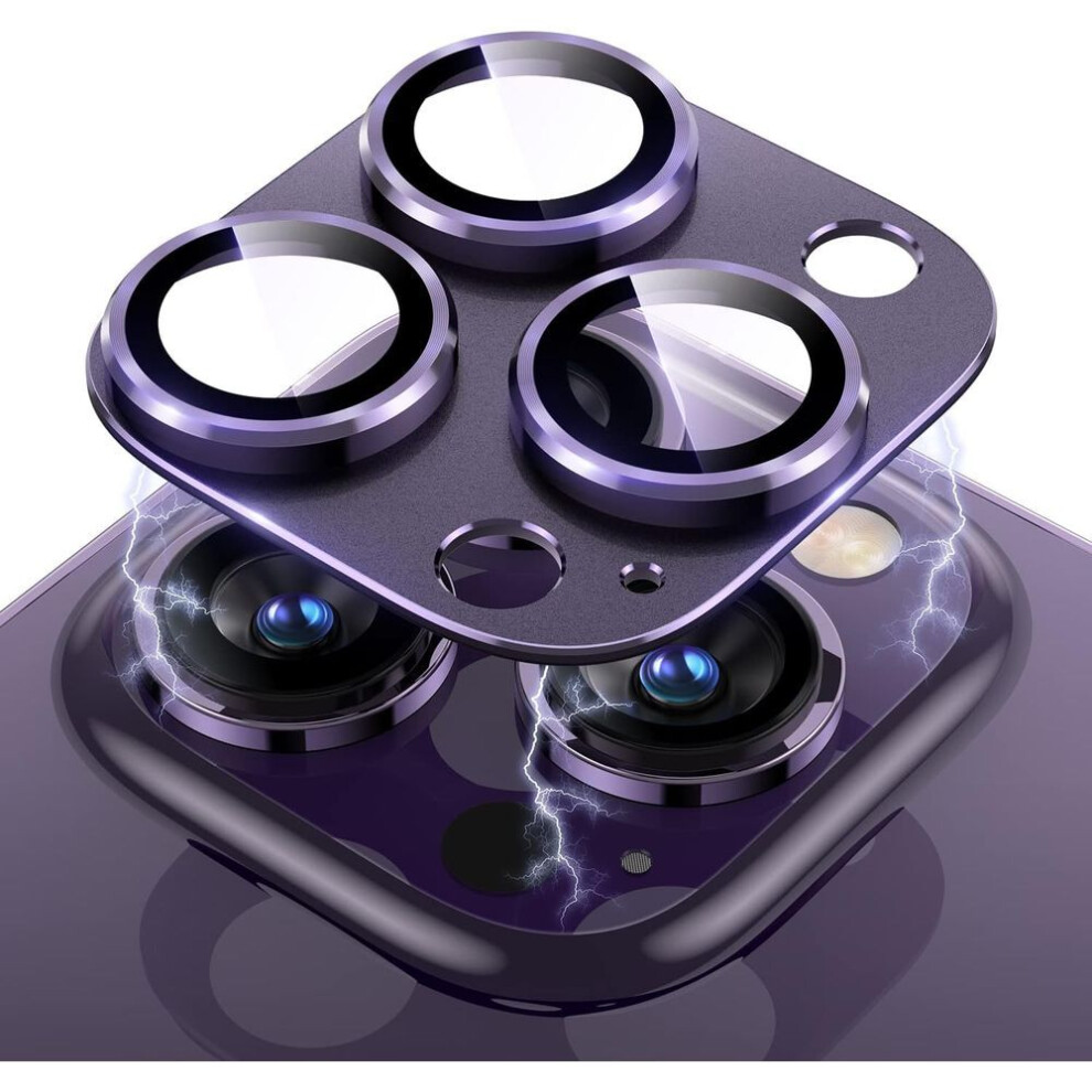 (purple, For iPhone 13 Pro) Natural Titanium Gray Metal Camera Lens Protector For Iphone 16 15 Pro Max 14 Plus 13 Mini 12 11 14pro 15pro 13pro 12pro Glass Protection Accessories