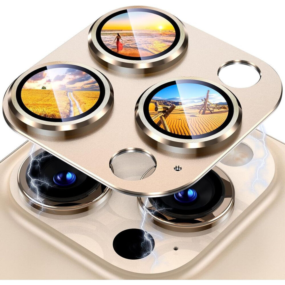 (gold, For iPhone 14 pro Max) Natural Titanium Gray Metal Camera Lens Protector For Iphone 16 15 Pro Max 14 Plus 13 Mini 12 11 14pro 15pro 13pro 12pro Glass Protection Accessories
