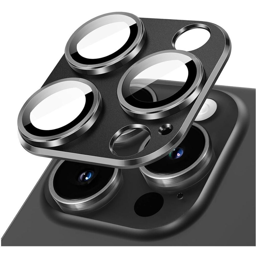 (black, For iPhone 12 Mini) Natural Titanium Gray Metal Camera Lens Protector For Iphone 16 15 Pro Max 14 Plus 13 Mini 12 11 14pro 15pro 13pro 12pro Glass Protection Accessories