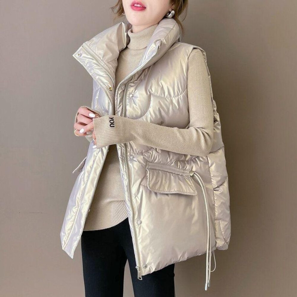 (champagne, M) Vest Women&apos;s Winter Fashion Wear Vest Waistcoat