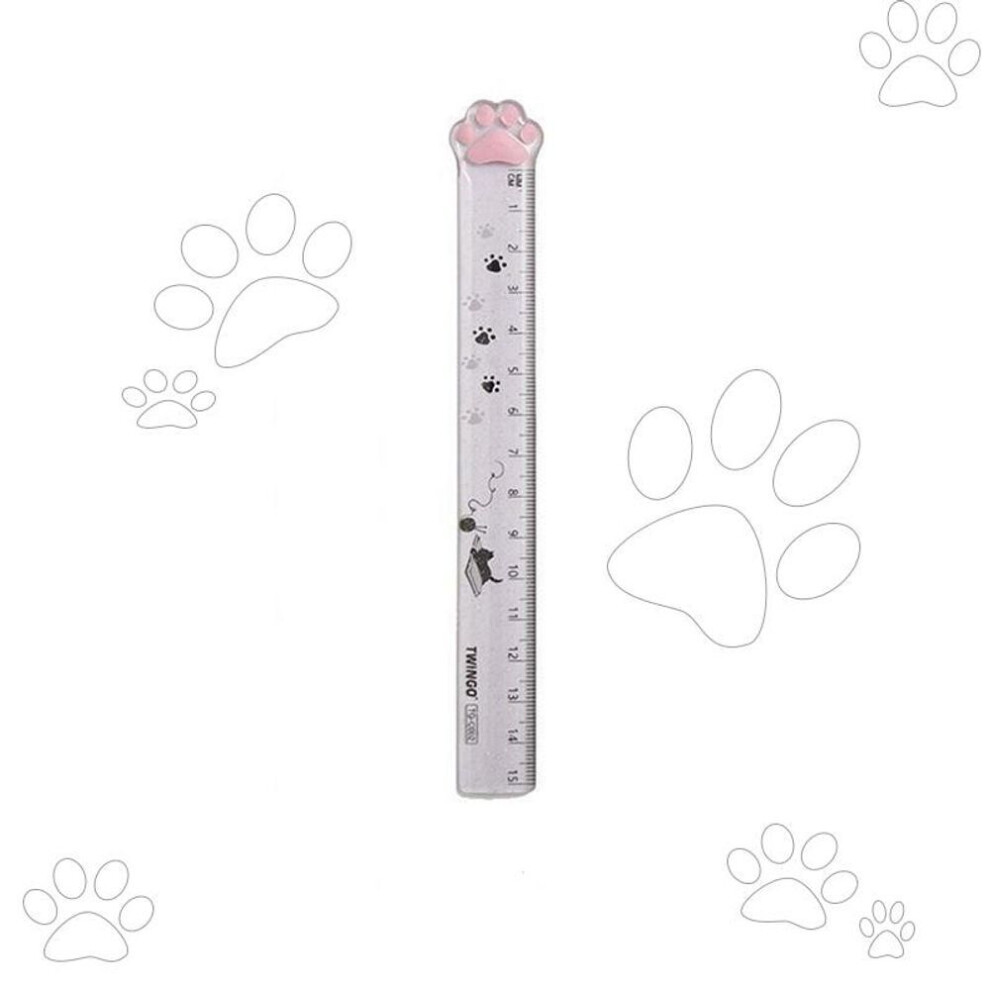 (light grey, 15CM) Cute Cat Paw Plastic Straight Rulers Kawaii School Office Supplies Planner Accessories Student Prize
