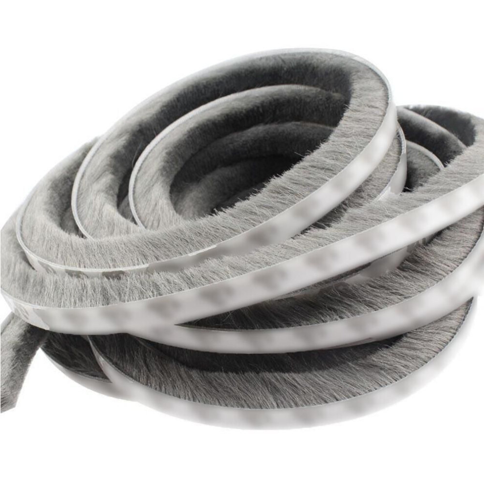 (grey, 10M-9x9mm) Self Adhesive Brush Strip Door Window Sealing Strip Draught Excluder Wardrobe Sound Insulation Wind-proof Weather Strip Gasket 10m/5m/1m