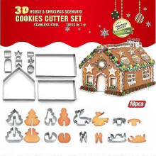 (As show, One size) 18pcs Cookie Cutters Christmas Cookie Molds Set Baking Pan Various Shapes Compatible