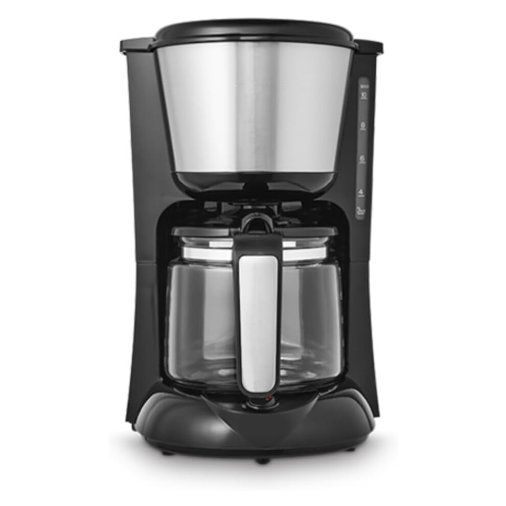 (Brushed Steel) Equip Filter Coffee Machine, Coffee Maker for Instant Coffee, Pour Over Technology, 10 Cup, Anti Drip, Reusable Filter, Keep Warm, Aroma Blender,