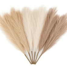 6pcs Set flauschiger Pampas -Gras - künstliche Blumen für Boho Chic Home Decor, perfekt für Vase -Füllstoffe, Hochzeiten, Weihnachtsdekoration