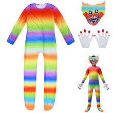 Kinder Poppy Playtime Huggy Wuggy Cosplay Kostüm – Bodysuit, Maske, Handschuhe, Halloween