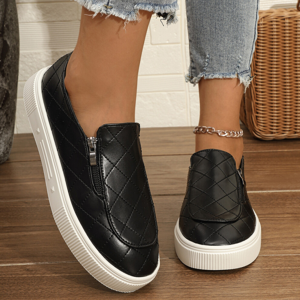 (Black, 38) Effortless Womens Chic Loafers With Breathable Materials And Solid Patterns Stylish