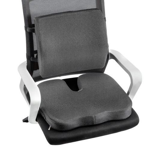 (grey) Support Pillow and Seat Cushion Ergonomic Coccyx