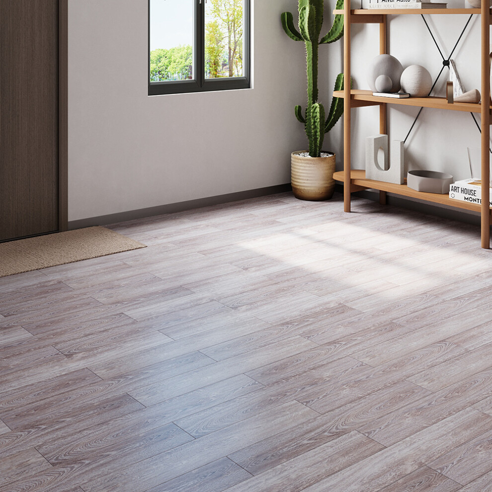 36Pcs White Brown Rustic Wood Grain Self-adhesive PVC Flooring