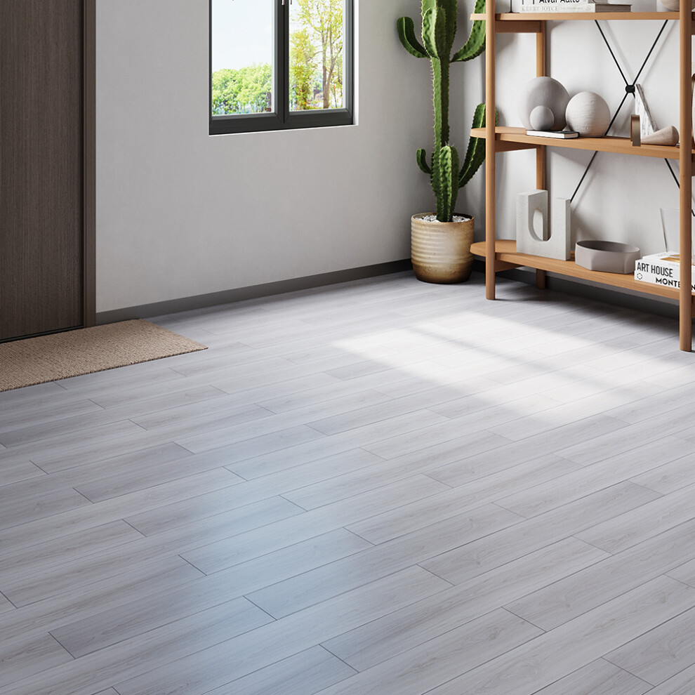 36Pcs White Rustic Wood Grain Self-adhesive PVC Flooring
