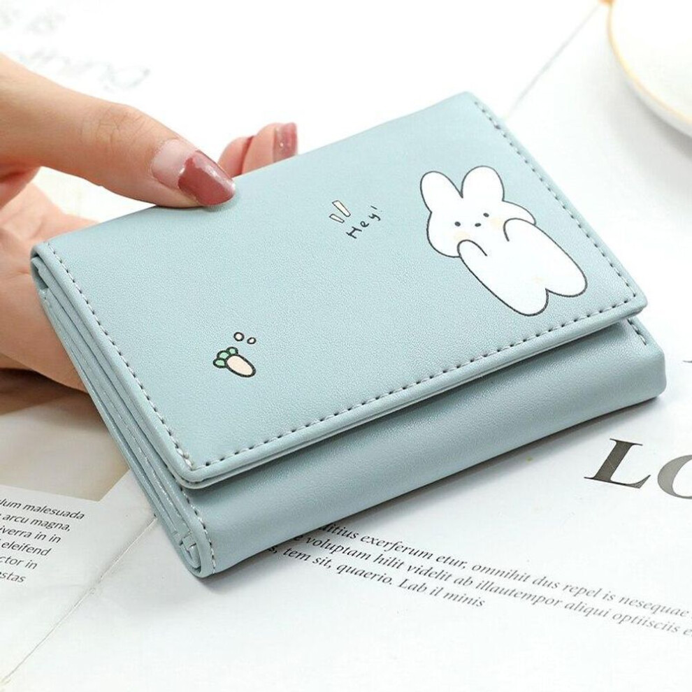 (blue) Women Wallets 4 Color Money Bags Short Cute Small Purse Women&apos;s Student Card Holder Girl Id Bag  Card Holder Coin Purse
