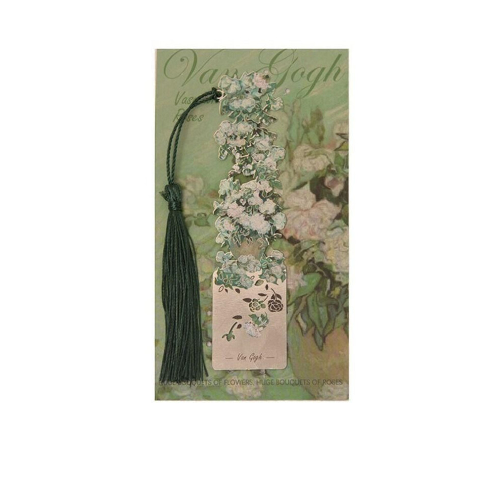 (Style 1) Tassels Metal Bookmark Oil Painting Style Floral Painting Bookmark Retro Book Clip  Student