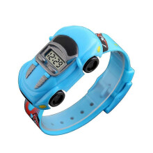 (Blue, One size) Kids Digital Watch Cartoon Car Electronic Wristwatch Toy With Detachable Dial Multi-color Optional