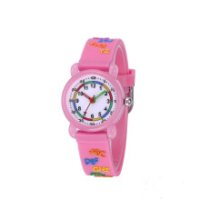 (pink, One size) Kids Cartoon Watch, Letter Pattern Waterproof Children Wrist Watch Pu Strap Wrist Watch Multi-color Optional