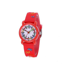 (red, One size) Kids Cartoon Watch, Letter Pattern Waterproof Children Wrist Watch Pu Strap Wrist Watch Multi-color Optional