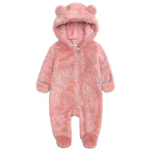(12, One size) Baby Snowsuit Jumpsuit Hooded Romper Winter Warm Infant Fleece Zipper Jumpsuit Onesies Outwear Outfits Multiple Sizes Available