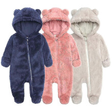(3, One size) Baby Snowsuit Jumpsuit Hooded Romper Winter Warm Infant Fleece Zipper Jumpsuit Onesies Outwear Outfits Multiple Sizes Available