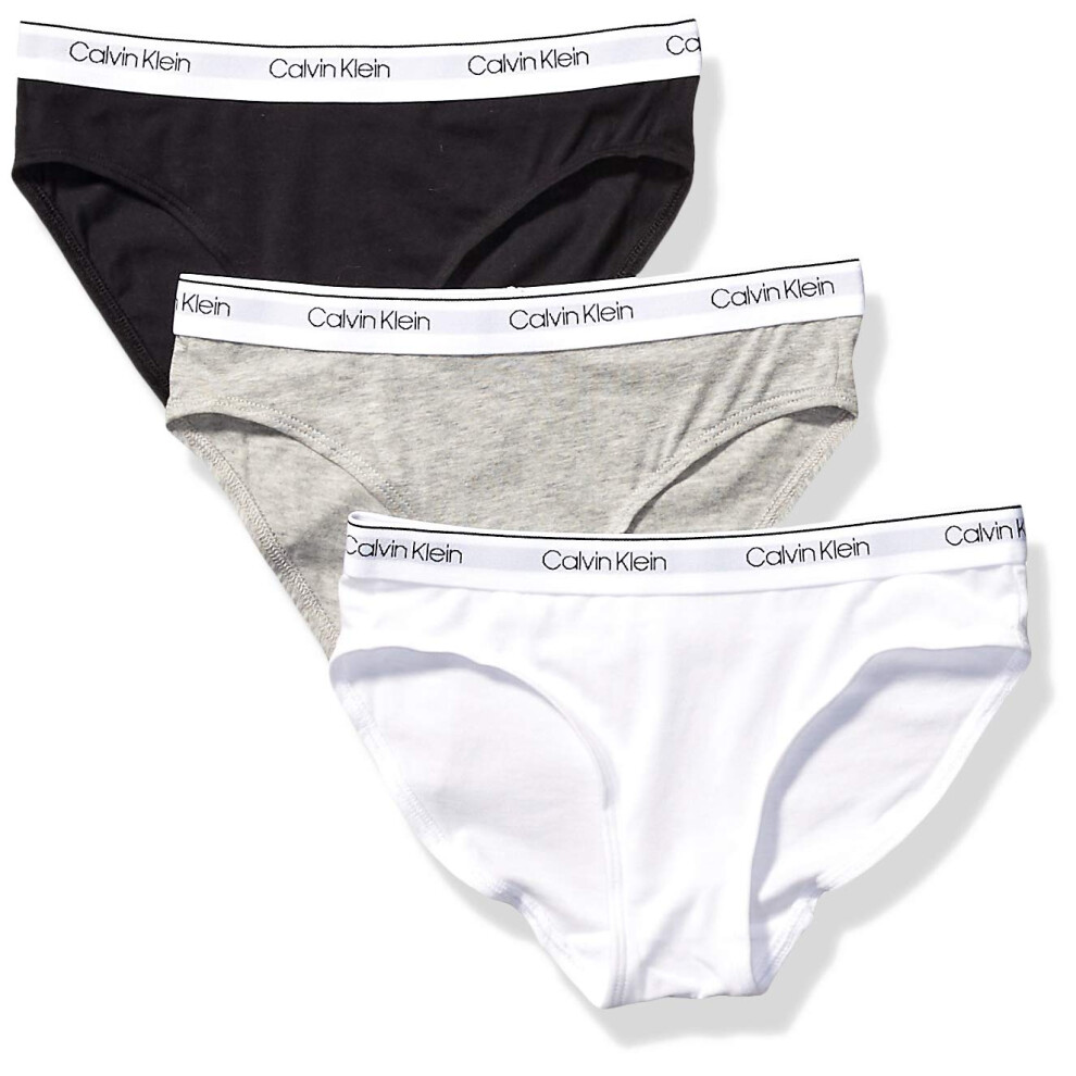Calvin Klein Girls Little Modern Cotton Bikini Panty Underwear  3 PackHeather Grey  Classic White  Black  XLarge