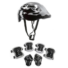 (Black, One size) Skating Protective Gear Kids 7Pcs/Set Children'S Skating Protective Gear Children Kids Safety Helmet Knee