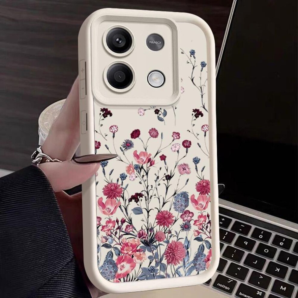 (beige, Redmi Note 10 Pro 4G) Purple Flower Pattern Lens Protection Shell For Xiaomi Poco X6 X5 13t 11t Pro Redmi Note 13 12 11 10 Pro Shockproof Silicone Soft Case Cover