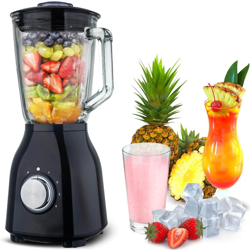 BG6 Glass Jug 1.5L Blender for Kitchen - 1400W Smoothie Maker, Juicer, Milkshake, Baby Food Blender - Stainless Steel Blade Perfect for Blending Food,