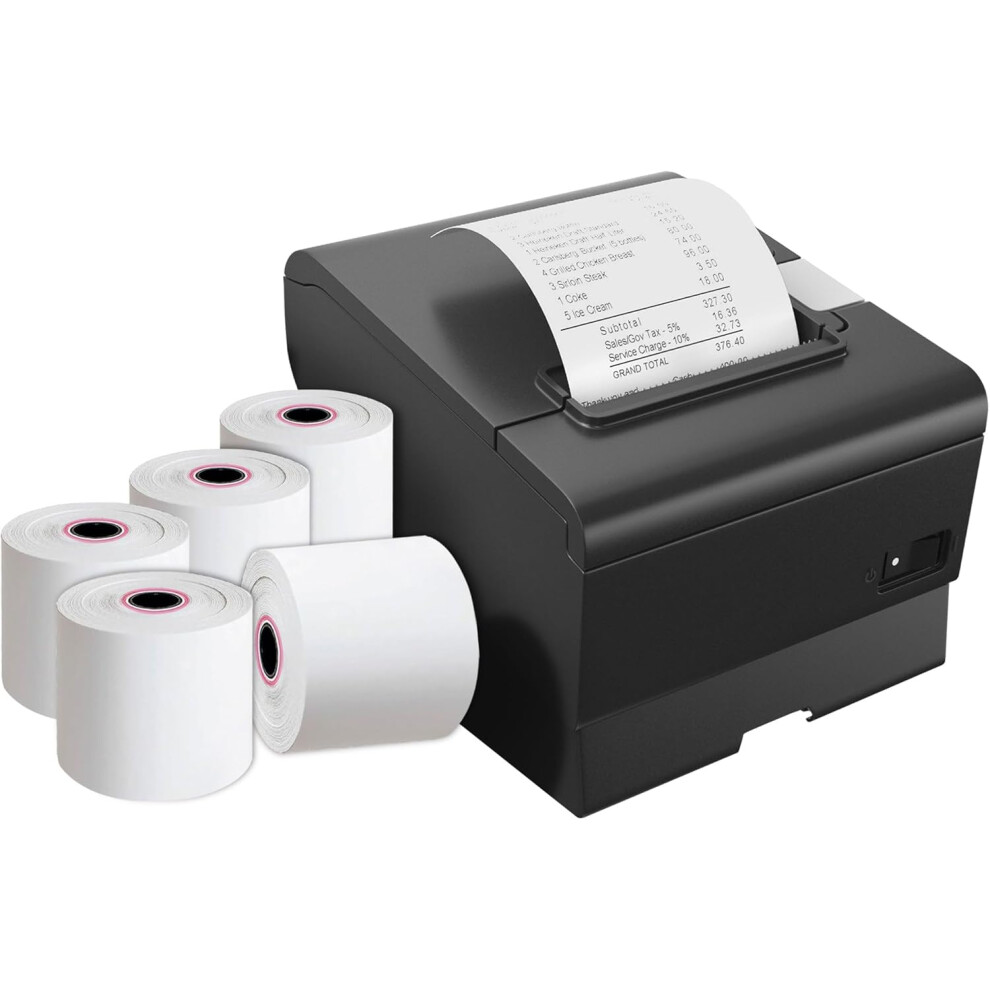 (5) 80 x 80mm thermal till rolls extra paper Smudge Free Till Rolls for PDQ Machines