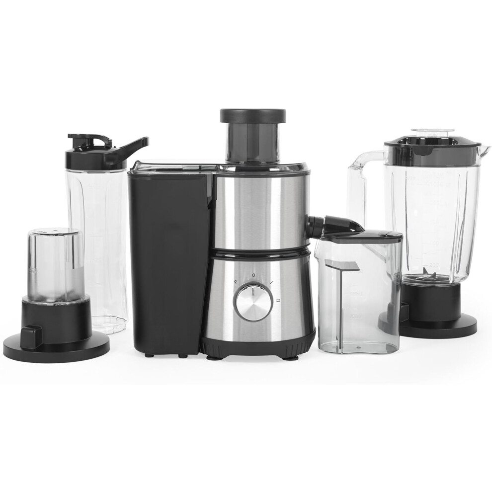 (4 in 1 Juicer & Blender) 4 In 1 Juicer & Blender – Fruit Juicer & Smoothie Maker,  Includes 600ml Sports Bottle & Fridge Storage Container, Coffee & Spice Grinder