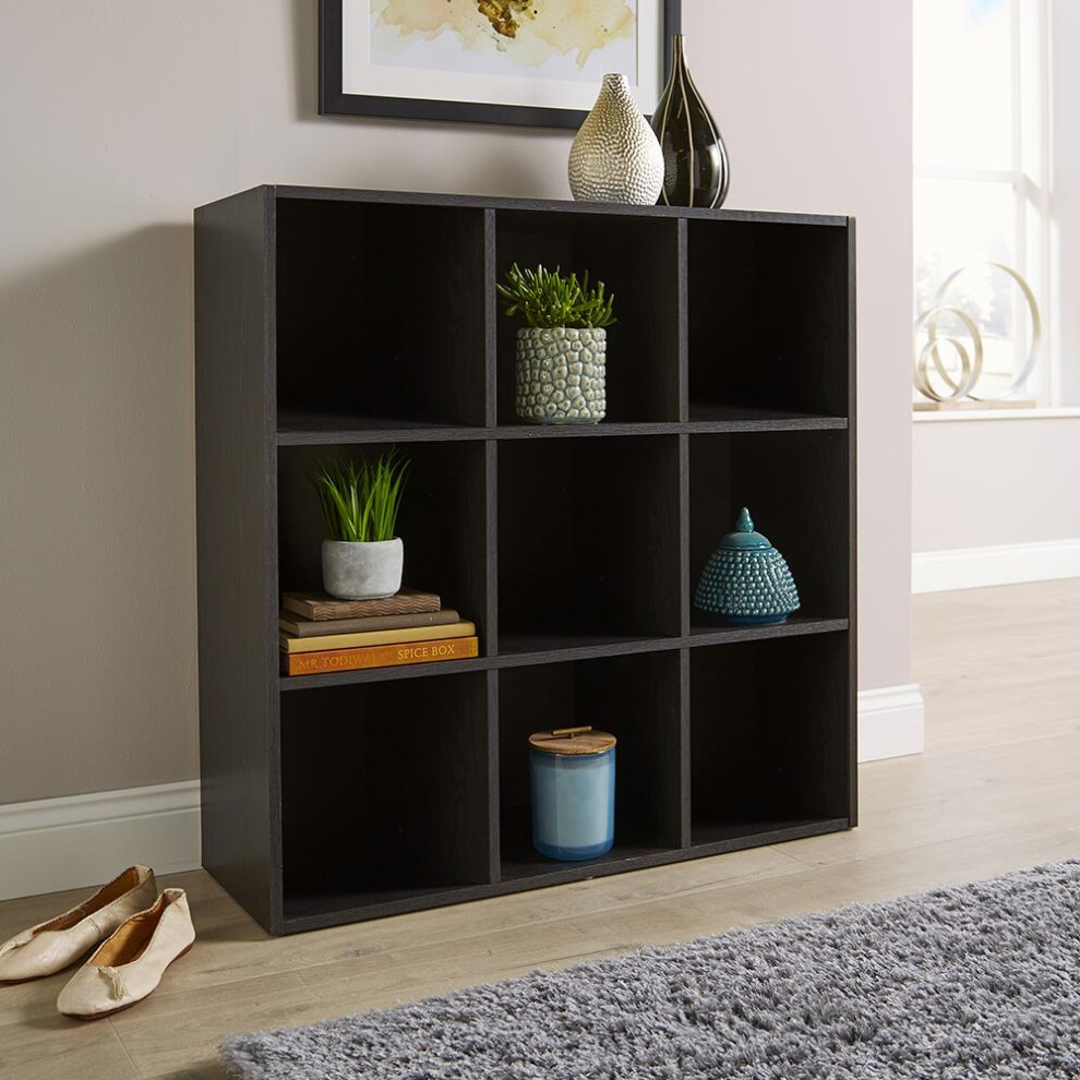 Storage Cube 9 Shelf Bookcase Wooden Display Unit Organiser Black