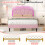 (135x190, Pink ) Upholstered Bed with LED Shell Shape Headboard 4