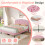 (135x190, Pink ) Upholstered Bed with LED Shell Shape Headboard 5