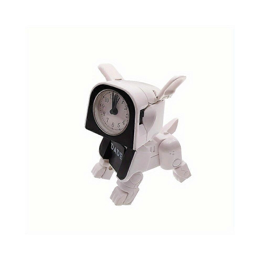 Hiigyl (White, One Size) Transforming Robot Alarm Clock New Creative Childrens Toy Student Electronic Silent Small Alarm Clock