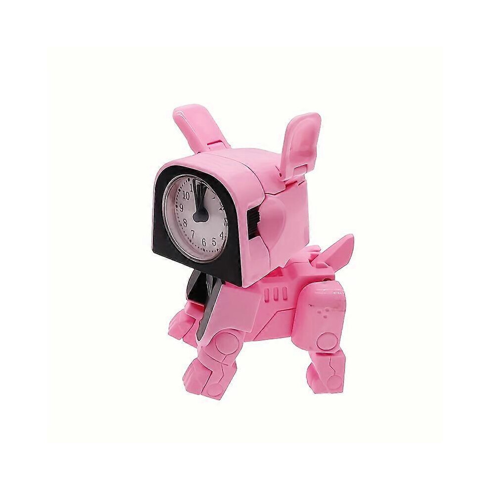 Hiigyl (Pink, One Size) Transforming Robot Alarm Clock New Creative Childrens Toy Student Electronic Silent Small Alarm Clock