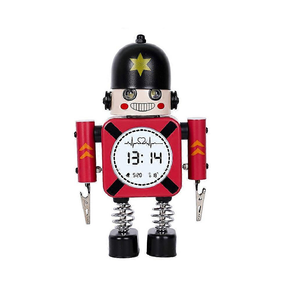 Hiigyl (Red, One Size) Led Electronic Robot Alarm Clock For Students And Children Creative Soldier Digital Alarm Clock
