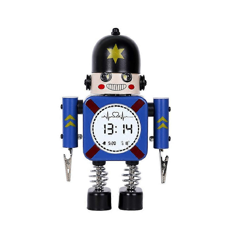 Hiigyl (Blue, One Size) Led Electronic Robot Alarm Clock For Students And Children Creative Soldier Digital Alarm Clock