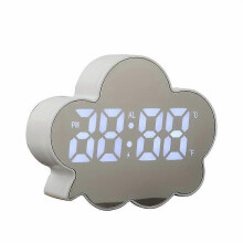 (White, One size) Creative Cloud Electronic Clock Bedside Snooze Alarm Clock for Students and Children Home Clock