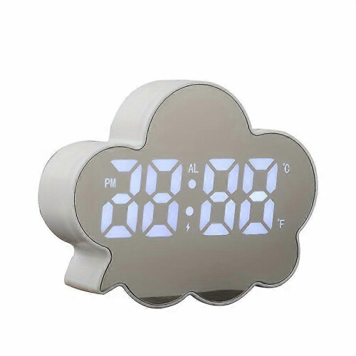(White, One size) Creative Cloud Electronic Clock Bedside Snooze Alarm Clock for Students and Children Home Clock