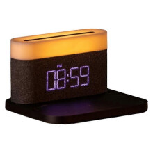 (black, One size) Multifunctional threeinone magnetic wireless charging LED time screen alarm clock touch stepless dimming night light