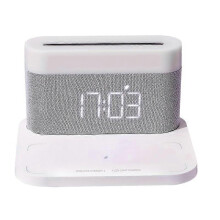 (White, One size) Multifunctional threeinone magnetic wireless charging LED time screen alarm clock touch stepless dimming night light