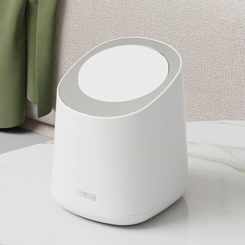 (white) Mini Countertop Trash Can With A Rolls Of Trash Bags, Waste Can With Press Type Lid, Desktop Trash Can Applicable For Bathroom Vanity,coffee Table,off